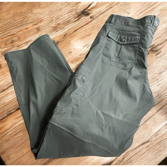 Kuhl Kliffside Convertible Zip Off Pants Sz 14 Short Cargo Hiking Olive Green - Picture 1 of 10